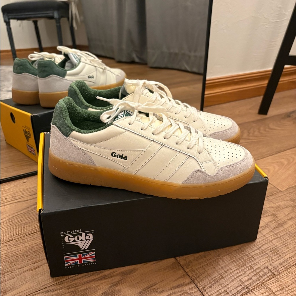 EUC Gola Eagle ‘86 Off White/Evergreen/Gum Casual Sneakers
